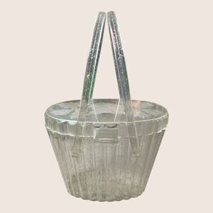 👜 VTG 1950s LUCITE GLITTER CONFETTI BRIDAL BOX BAG PURSE THERESA BAG COMPANY